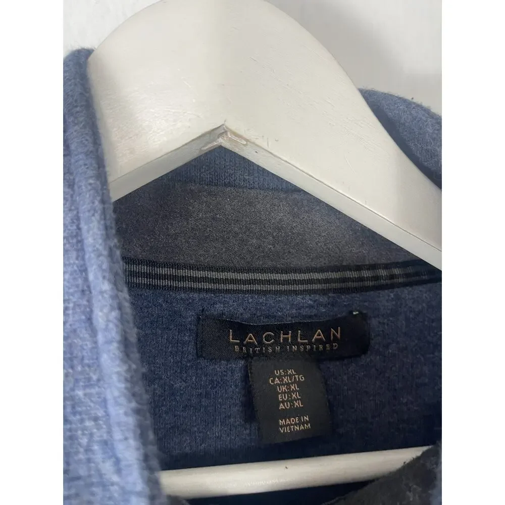 Lachlan Sweater Mens Extra Large Blue Cotton British Pullover Quarter Zip N203
